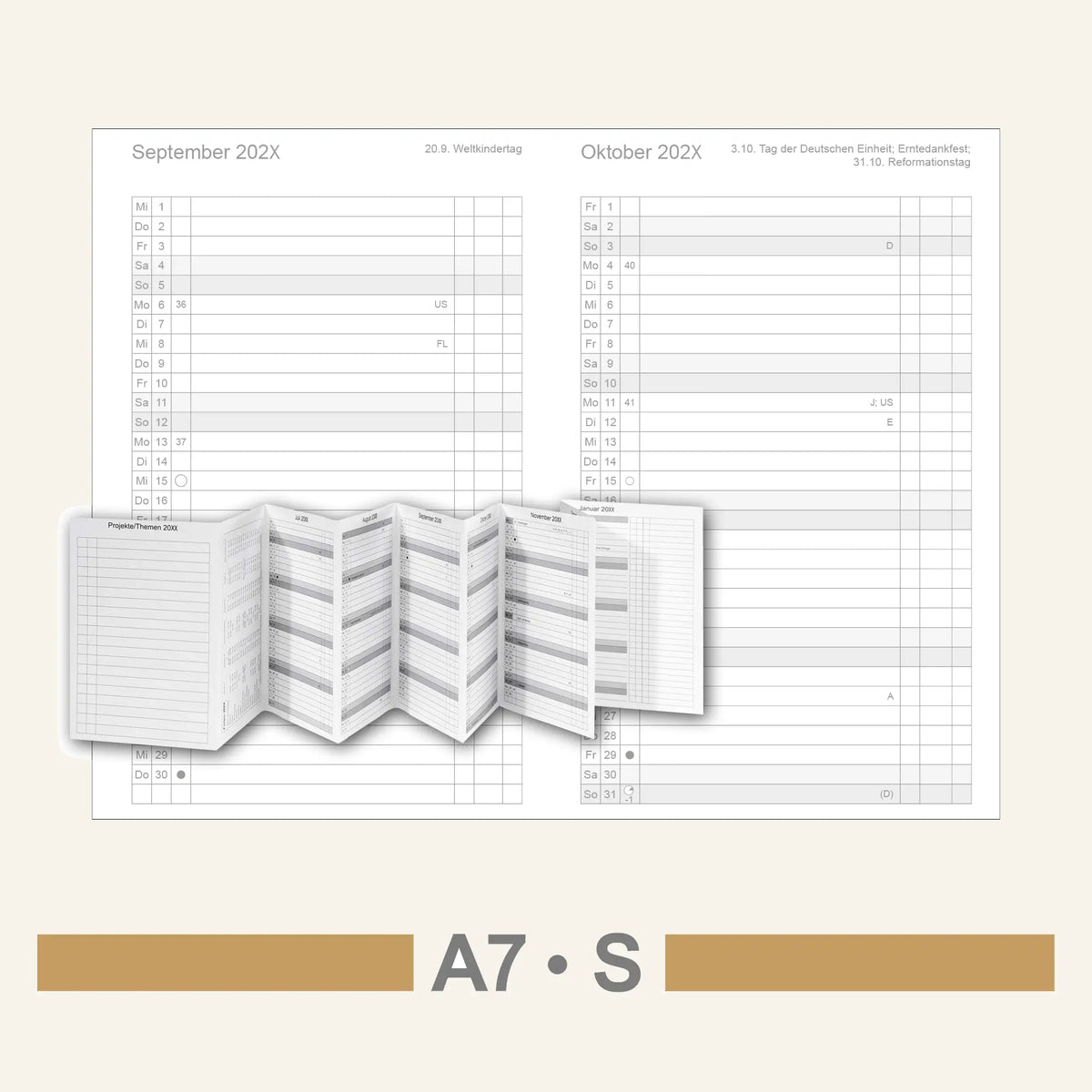 A7 Einlagen - Kalender