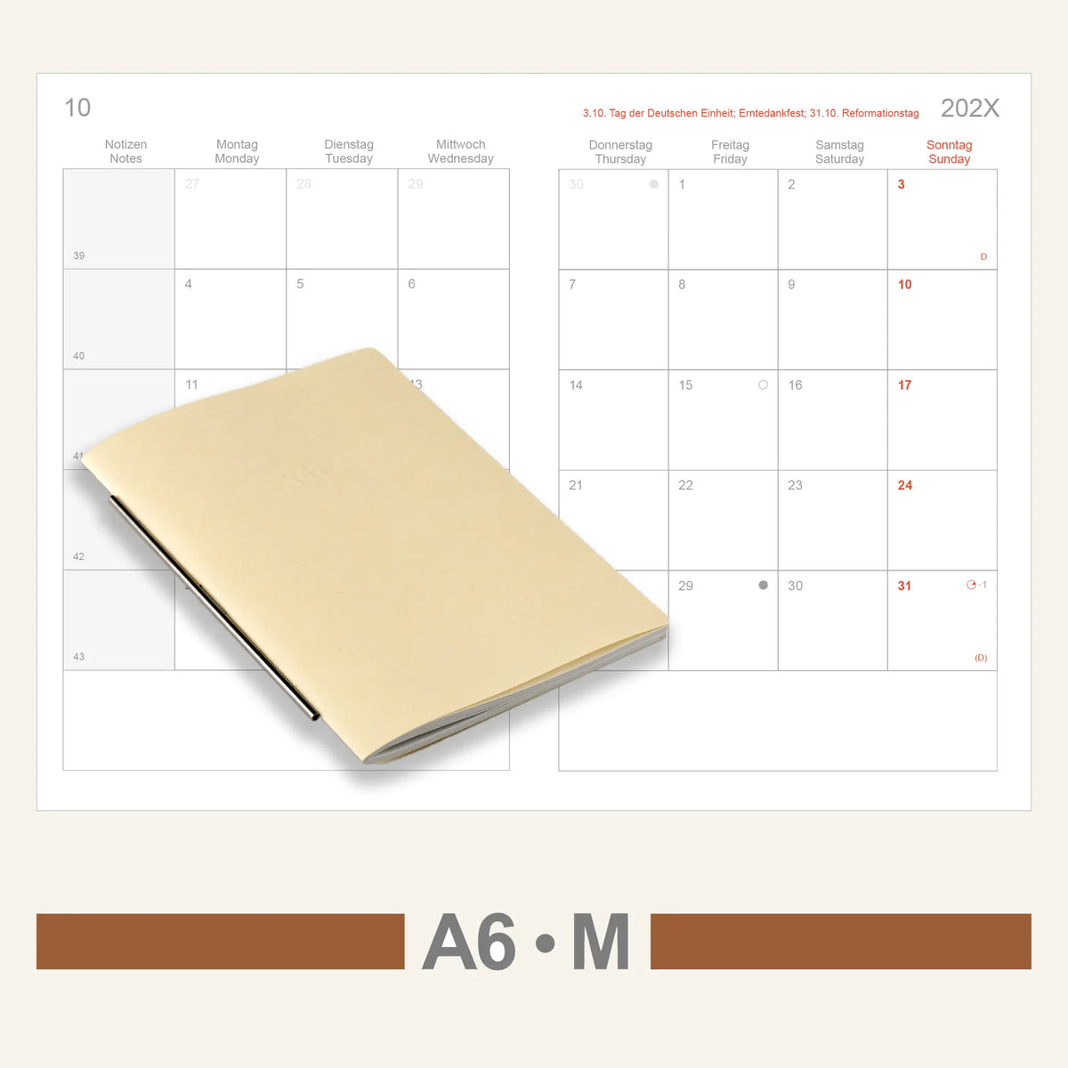 A6 Einlagen - Kalender
