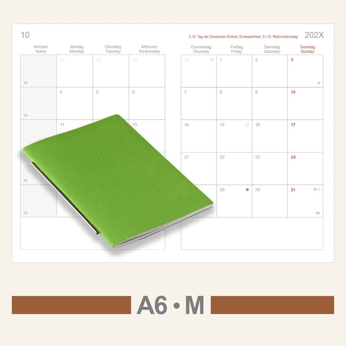 A6 Einlagen - Kalender