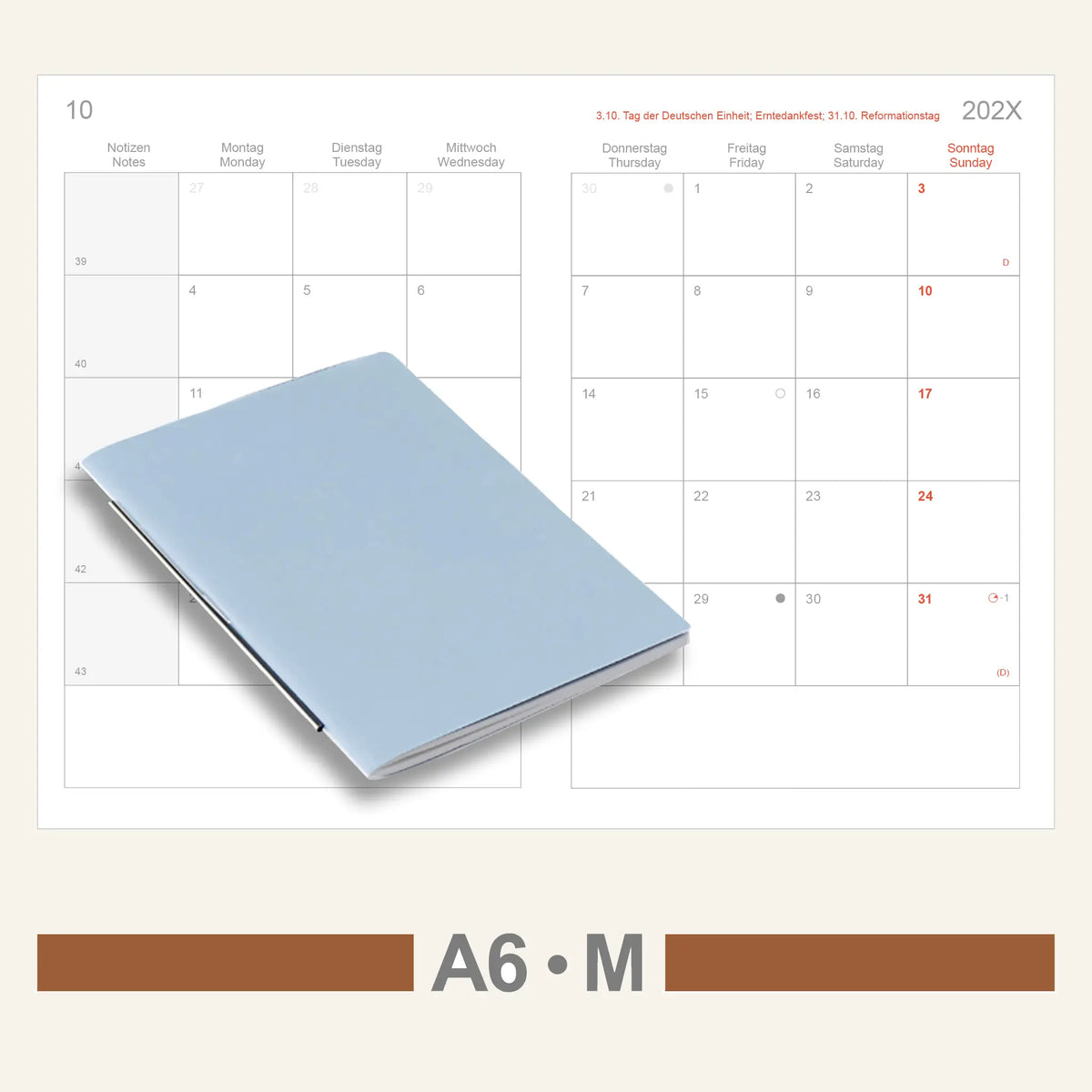 A6 Einlagen - Kalender