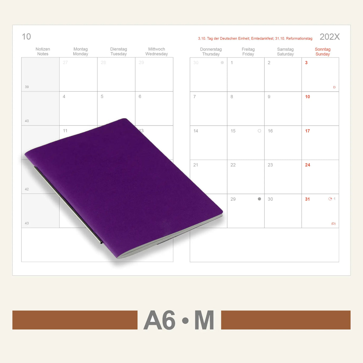 A6 Einlagen - Kalender