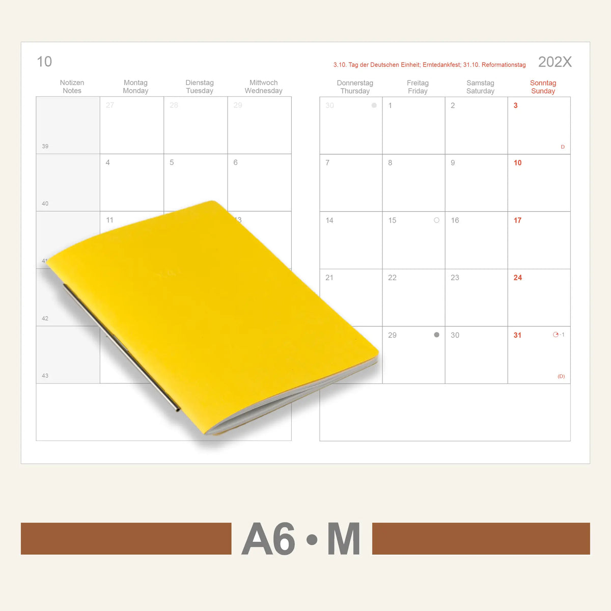 A6 Einlagen - Kalender