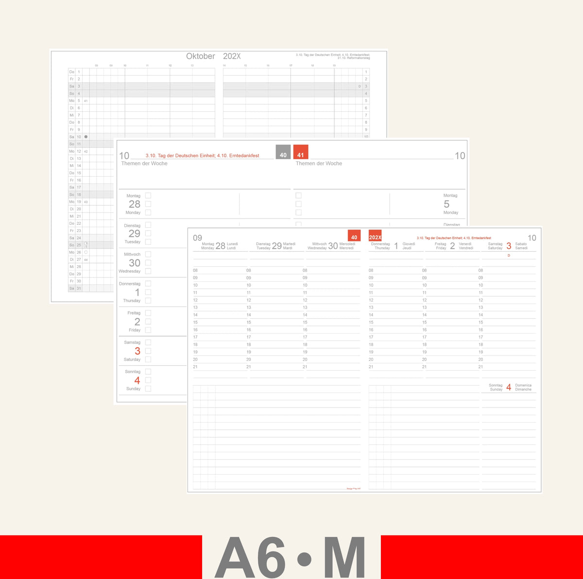 A6 Einlagen - Kalender