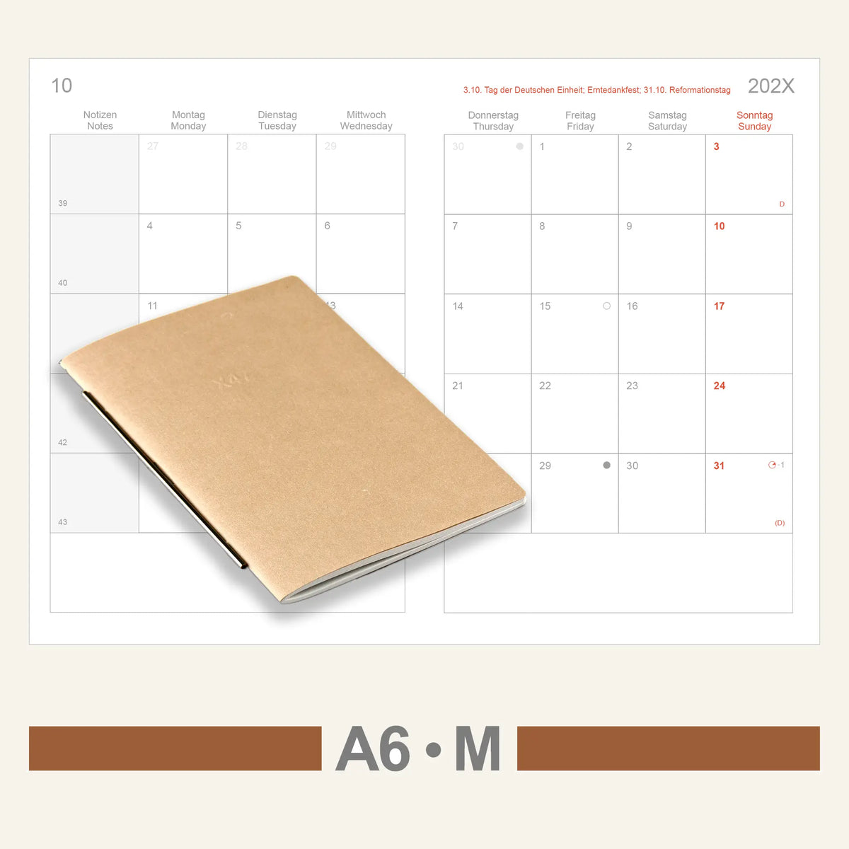 A6 Einlagen - Kalender
