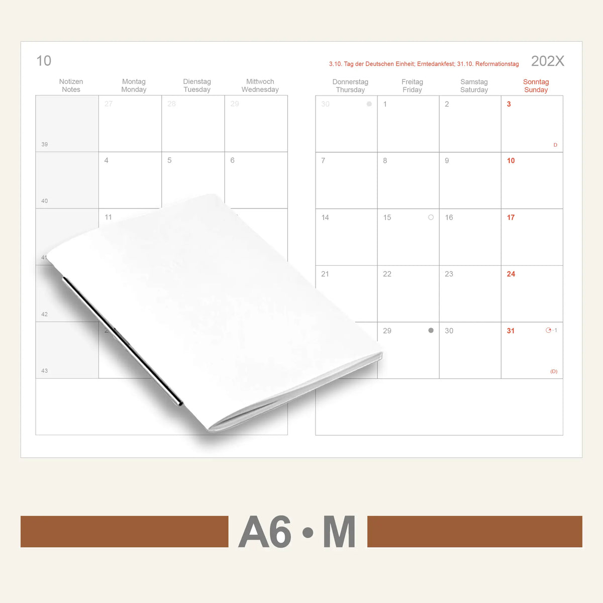 A6 Einlagen - Kalender