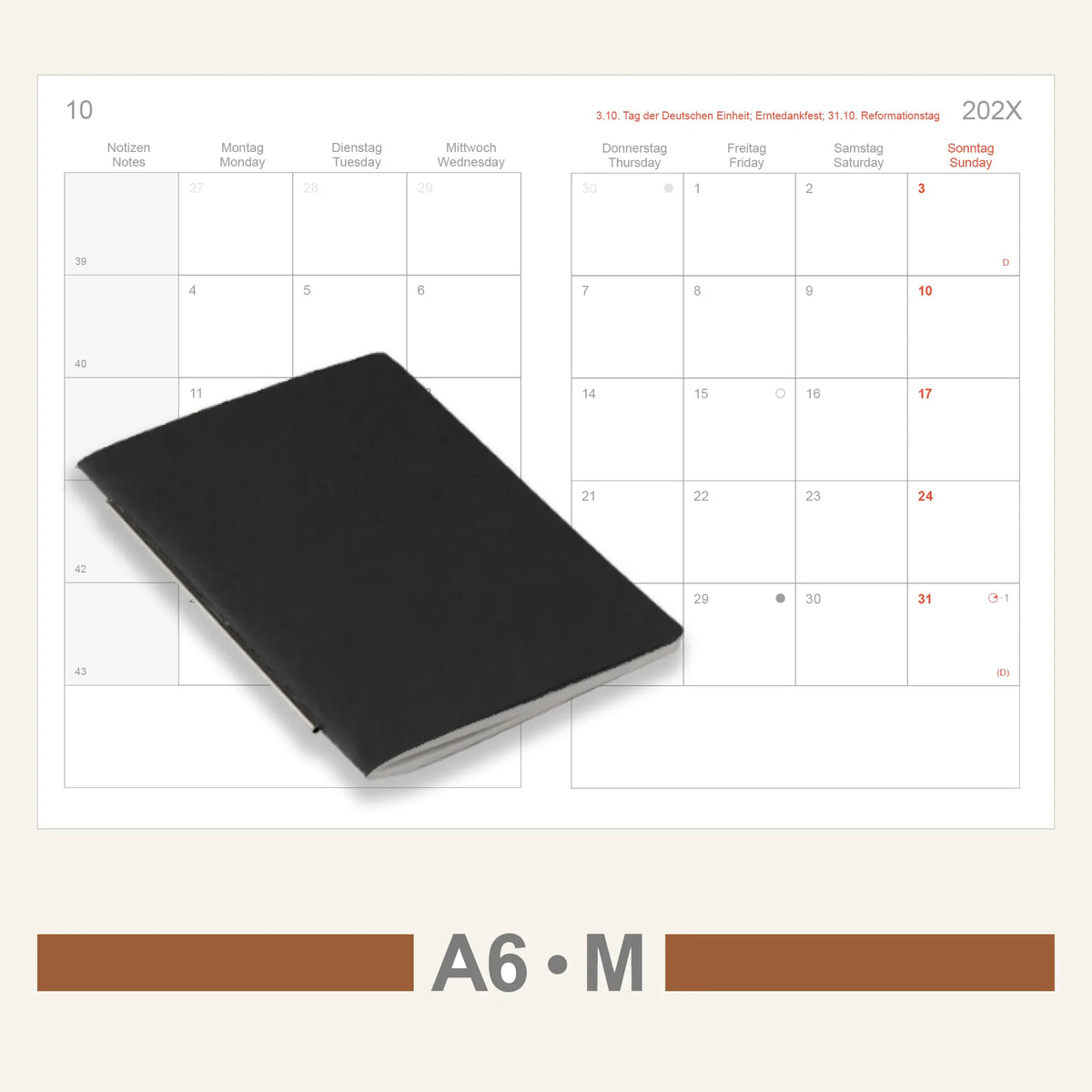 A6 Einlagen - Kalender