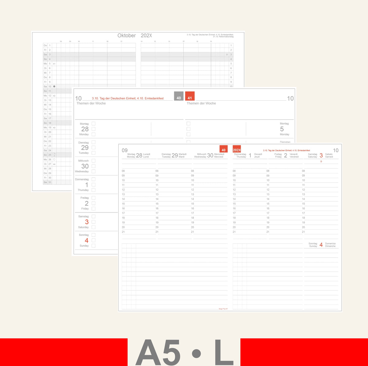 A5 Einlagen - Kalender